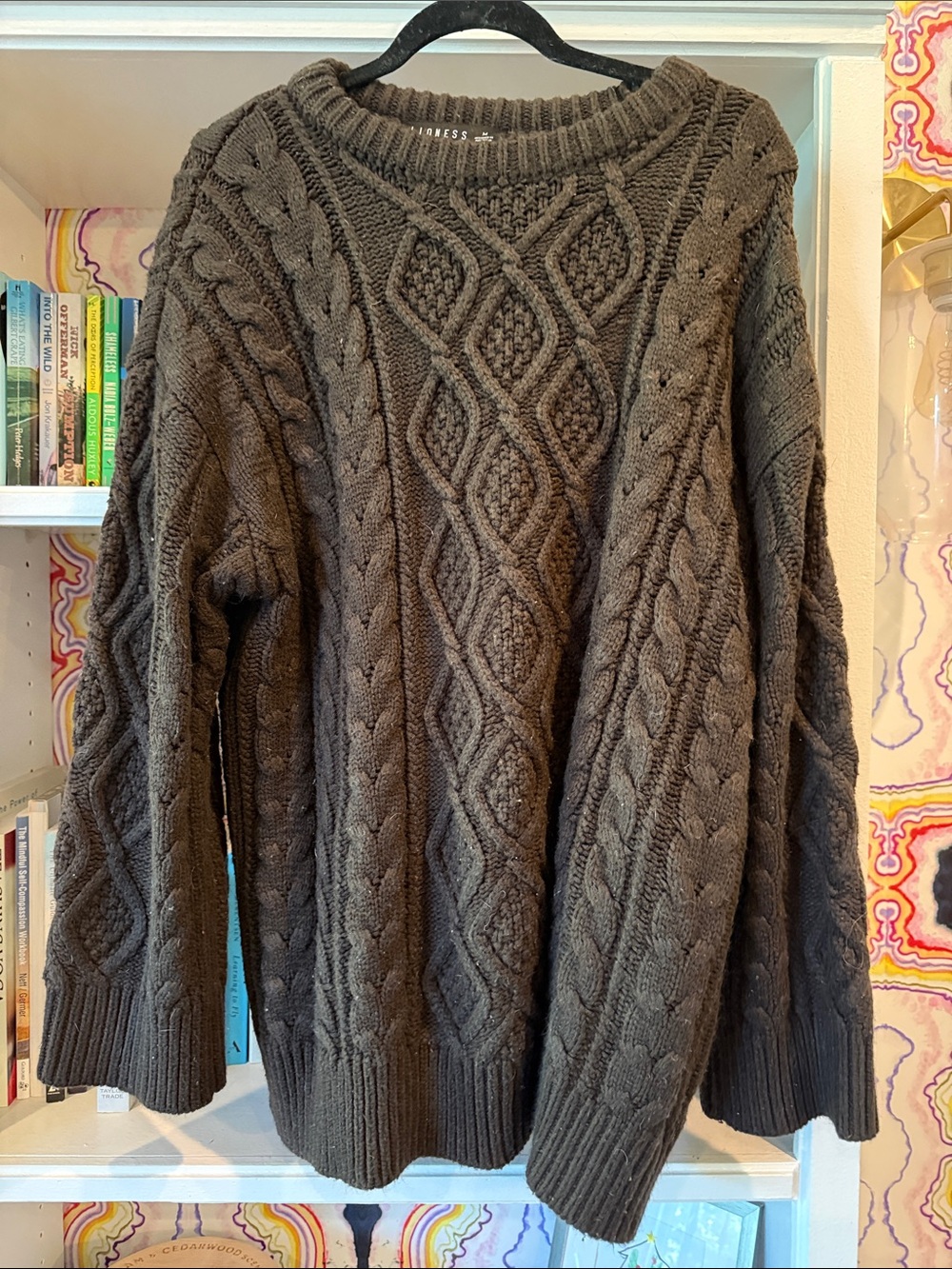 Lioness Men's Cable Crewneck Sweater in Dark Brown